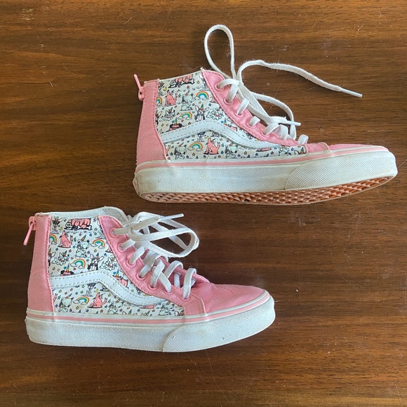 Vans Other - *SOLD* VANS Sk8-Hi Pink Rainbow Dog Unicorn Zip Sneakers